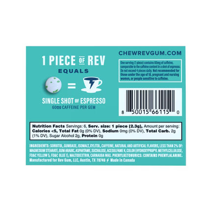 (6 Pack)  Sugar Free Spearmint Energy Gum, 6 Pieces