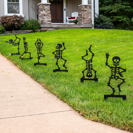 Outdoor Skeleton Halloween Decor, Halloween Outdoor Sign, Halloween Garden Signs, Metal Halloween Yard Stakes, Halloween Sign Skeleton Decor